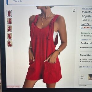 Red Sleeveless Jumpsuit with Pockets